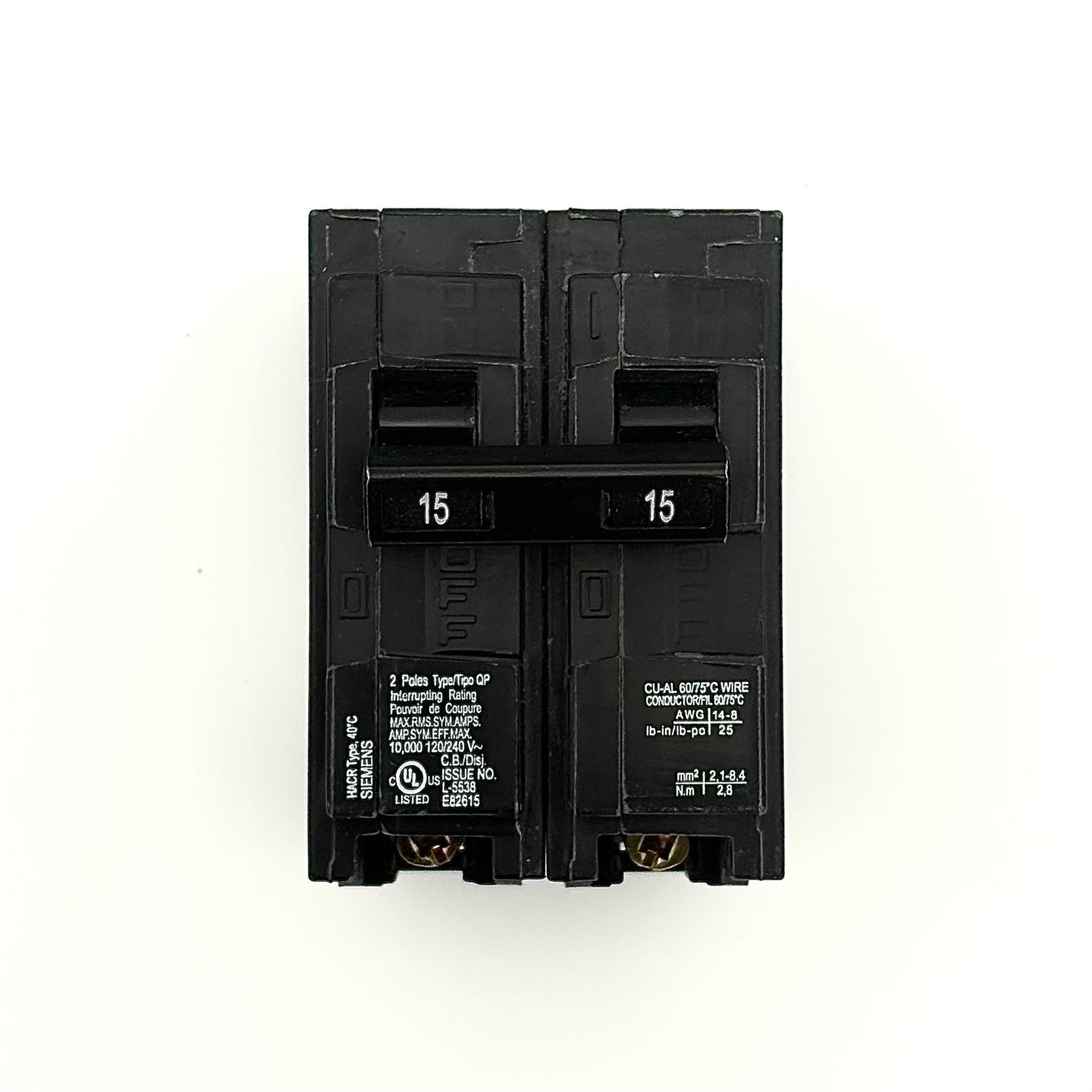 SIEMENS Q215 - 15AMP PLUG-IN 2 POLE 240V CIRCUIT BREAKER