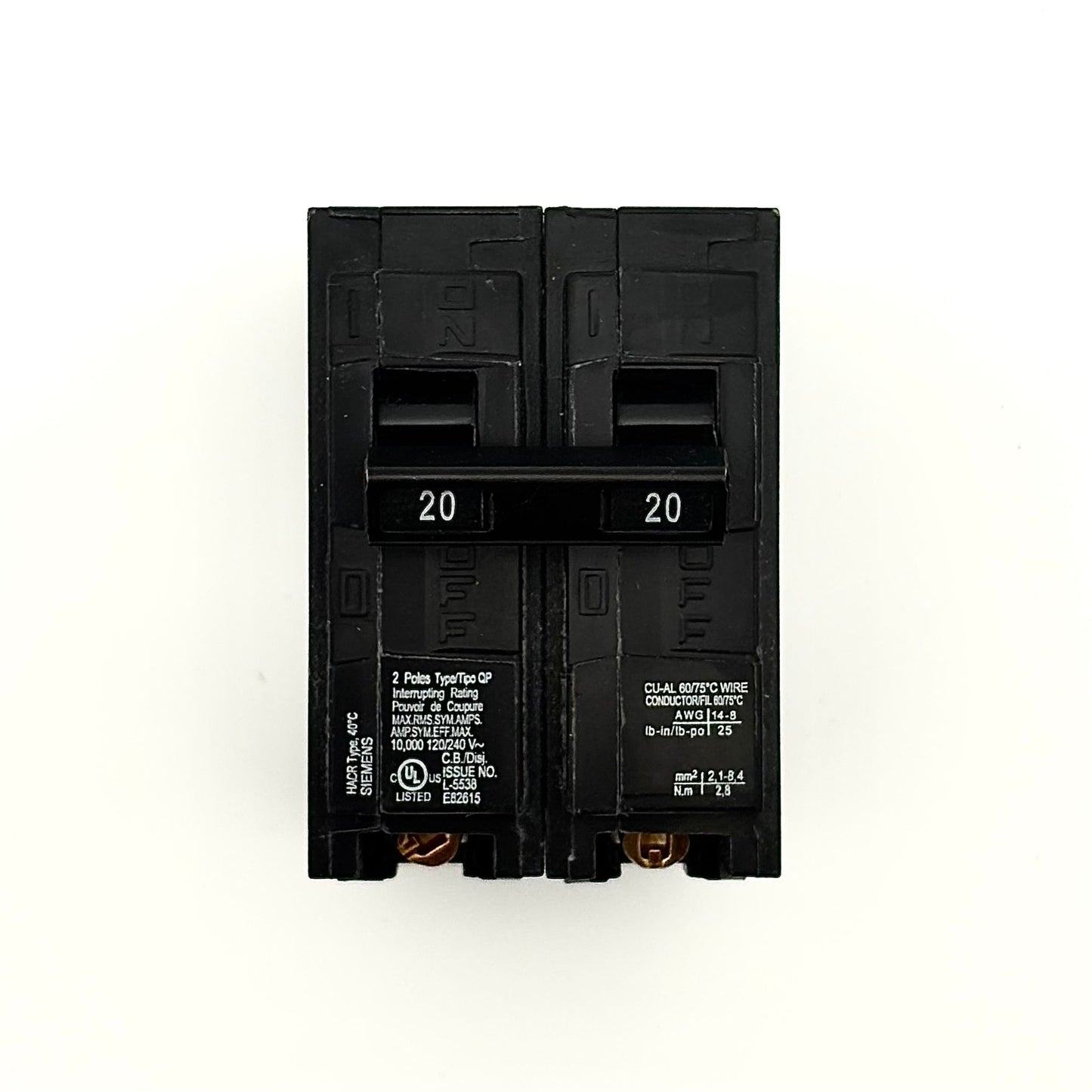 SIEMENS Q220 - 20AMP PLUG-IN 2 POLE 240V CIRCUIT BREAKER