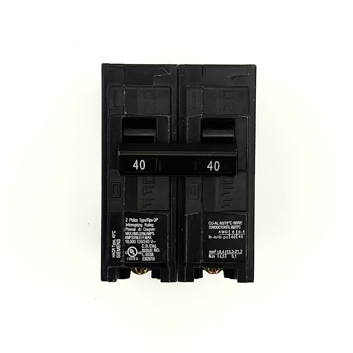 SIEMENS Q240 - 40AMP PLUG-IN 2 POLE 240V CIRCUIT BREAKER