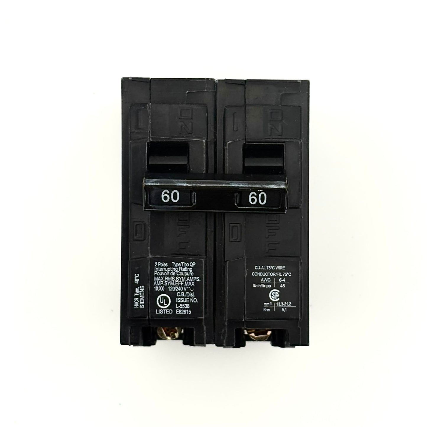 SIEMENS Q260 - 60AMP PLUG-IN 2 POLE 240V CIRCUIT BREAKER