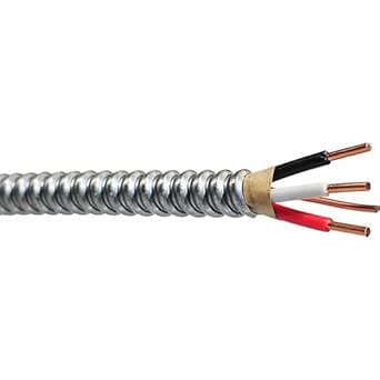 8/3 Stranded Copper BX Wire / 50 Feet / 50A /CSA Approved/for Indoor Use Only/Suitable for Nema 14-50 Outlets/Armoured Cable