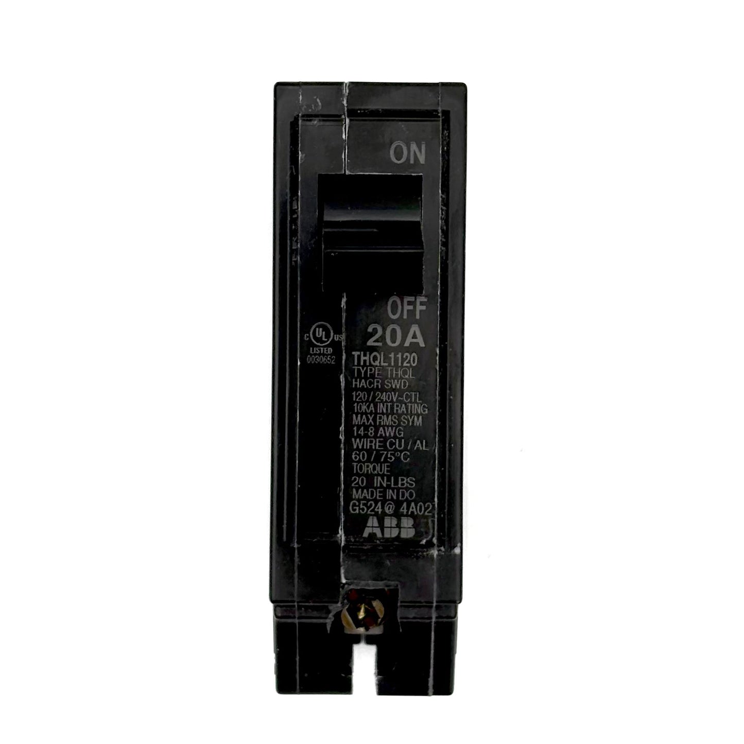 ABB/GE THQL1120 - 20AMP PLUG-IN 1 POLE 240V