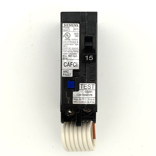 SIEMENS QA115AFCCSA - 15AMP PLUG-IN 1 POLE 240V CIRCUIT BREAKER