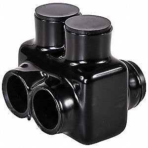 INSULATED MULTITAP CONNECTOR, BLACK, 2 PORTS, FOR WIRE SIZES 6 AWG TO 250 KCMIL